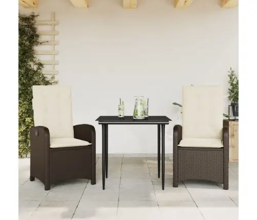 3-Daļīgs Dārza Mēbeļu Komplekts, Matrači, Brūna Pe Rotangpalma Vidaxl