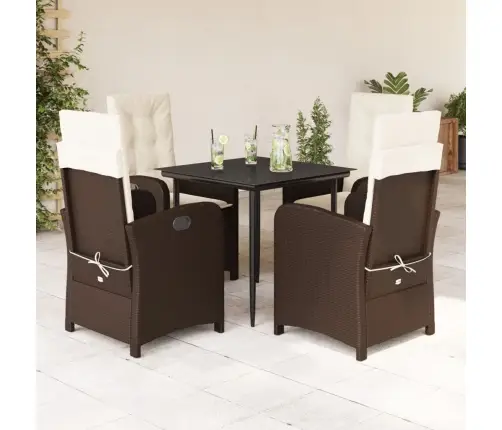 5-Osaline Aia Söögimööbli Komplekt Patjadega, Pruun, Polürotang 5-Osaline Aia Söögimööbli Komplekt Patjadega, Pruun, Polürotang