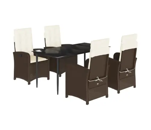 Sodo Komplektas Su Pagalvėlėmis, 5 Dalių, Rudas, Poliratanas