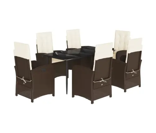 Sodo Komplektas Su Pagalvėlėmis, 7 Dalių, Rudas, Poliratanas