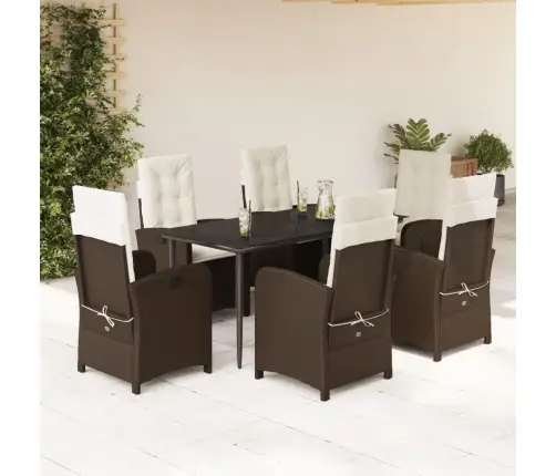 Sodo Komplektas Su Pagalvėlėmis, 7 Dalių, Rudas, Poliratanas