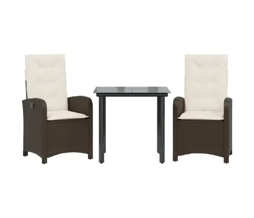 3-Osaline Aia Söögimööbli Komplekt Patjadega, Pruun, Polürotang