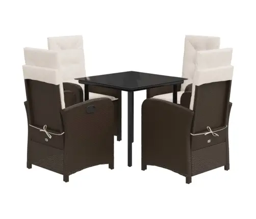 5-Osaline Aia Söögimööbli Komplekt Patjadega, Pruun, Polürotang