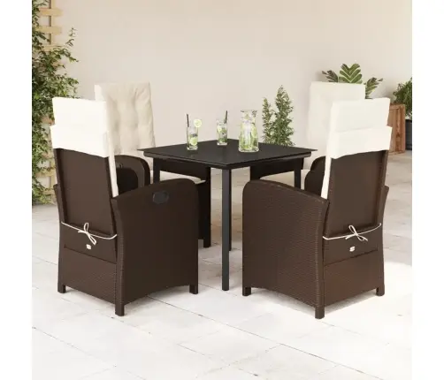 5-Osaline Aia Söögimööbli Komplekt Patjadega, Pruun, Polürotang