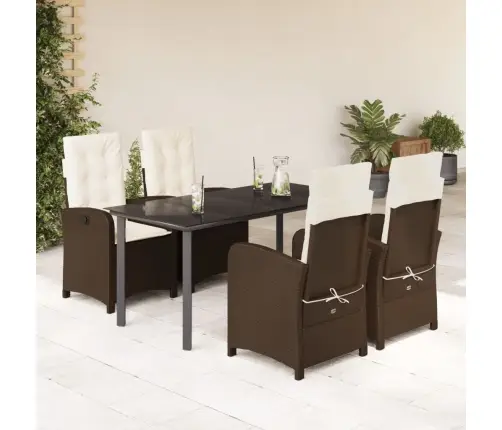 5-Daļīgs Dārza Mēbeļu Komplekts Ar Matračiem, Pe Rotangpalma Vidaxl