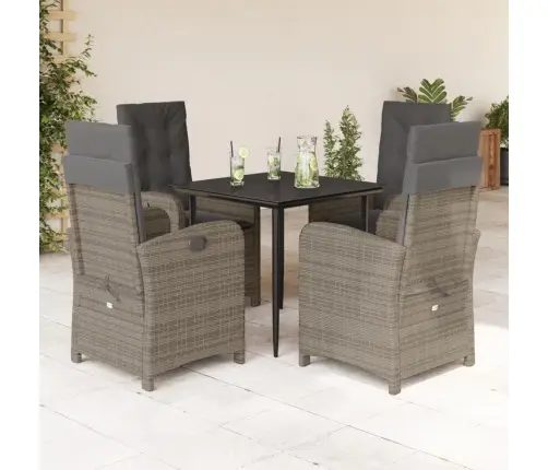 5-Daļīgs Dārza Mēbeļu Komplekts, Matrači, Pelēka Pe Rotangpalma Vidaxl