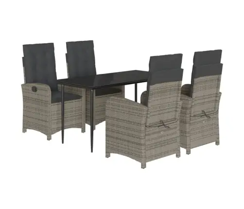 Sodo Komplektas Su Pagalvėlėmis, 5 Dalių, Pilkas, Poliratanas