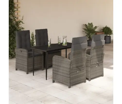 Sodo Komplektas Su Pagalvėlėmis, 5 Dalių, Pilkas, Poliratanas