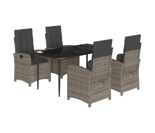 5-Daļīgs Dārza Mēbeļu Komplekts, Matrači, Pelēka Pe Rotangpalma Vidaxl