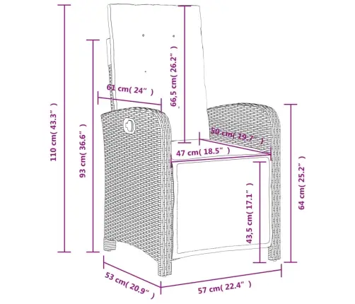 7-Daļīgs Dārza Mēbeļu Komplekts, Matrači, Pelēka Pe Rotangpalma Vidaxl