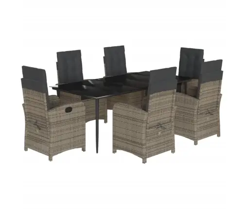 7-Daļīgs Dārza Mēbeļu Komplekts, Matrači, Pelēka Pe Rotangpalma Vidaxl