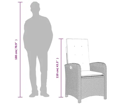 9-Daļīgs Dārza Mēbeļu Komplekts Ar Matračiem, Pe Rotangpalma Vidaxl