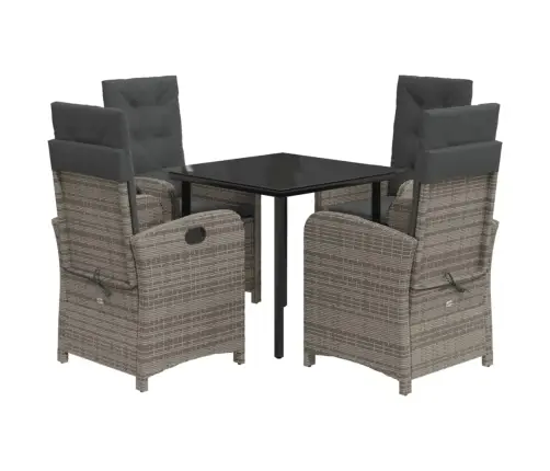 5-Osaline Aiamööbli Komplekt Patjadega, Hall, Polürotang