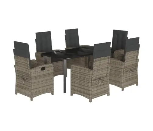 7-Daļīgs Dārza Mēbeļu Komplekts, Matrači, Pelēka Pe Rotangpalma Vidaxl