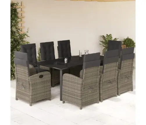 9-Osaline Aiamööbli Komplekt Patjadega, Hall, Polürotang