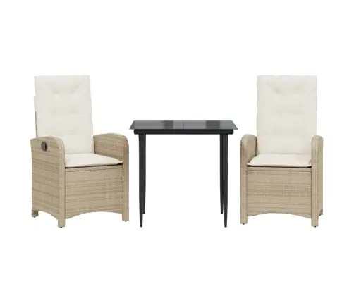 Sodo Komplektas Su Pagalvėlėmis, 3 Dalių, Smėlio, Poliratanas