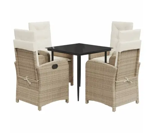 5-Daļīgs Dārza Mēbeļu Komplekts, Matrači, Bēša Pe Rotangpalma Vidaxl