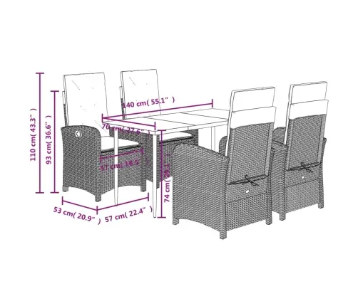 5-Osaline Aiamööbli Komplekt Patjadega, Beež, Polürotang