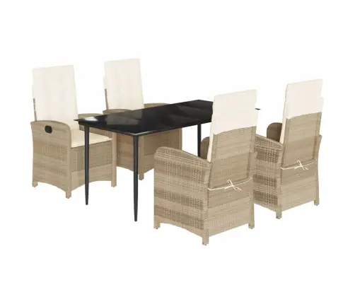 5-Daļīgs Dārza Mēbeļu Komplekts, Matrači, Bēša Pe Rotangpalma Vidaxl