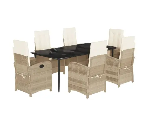 Sodo Komplektas Su Pagalvėlėmis, 7 Dalių, Smėlio, Poliratanas