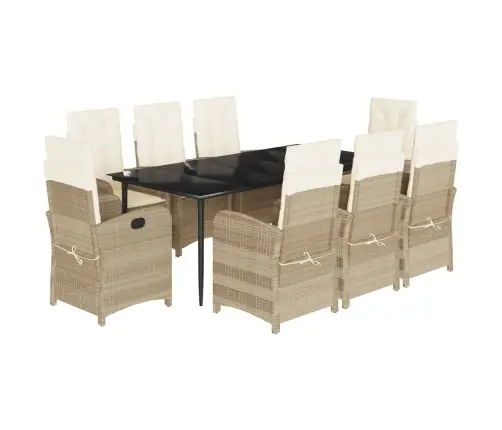 Sodo Komplektas Su Pagalvėlėmis, 9 Dalių, Smėlio, Poliratanas