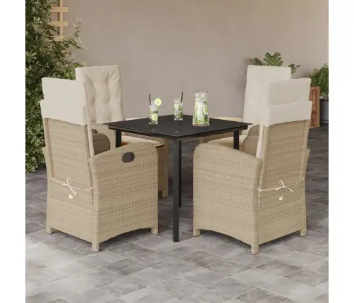 Sodo Komplektas Su Pagalvėlėmis, 5 Dalių, Smėlio, Poliratanas Sodo Komplektas Su Pagalvėlėmis, 5 Dalių, Smėlio, Poliratanas