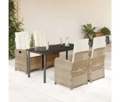 5-Osaline Aiamööbli Komplekt Patjadega, Beež, Polürotang