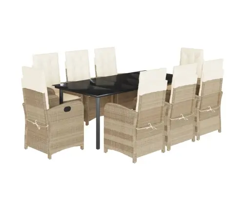 Sodo Komplektas Su Pagalvėlėmis, 9 Dalių, Smėlio, Poliratanas