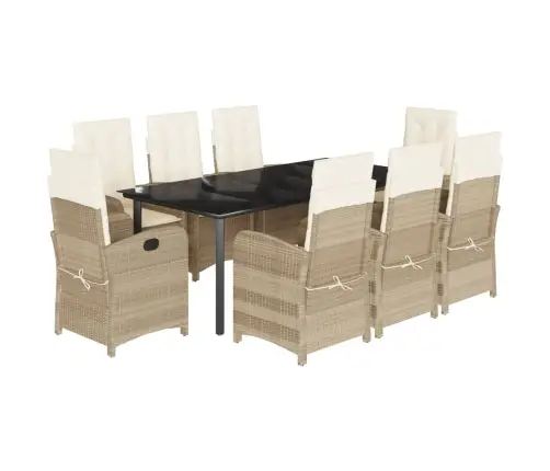 9-Osaline Aiamööbli Komplekt Patjadega, Beež, Polürotang