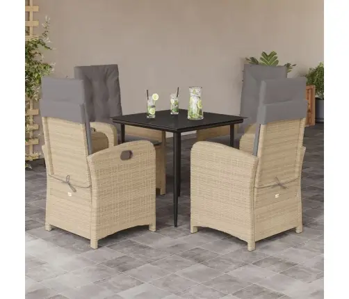 5-Daļīgs Dārza Mēbeļu Komplekts Ar Matračiem, Pe Rotangpalma Vidaxl