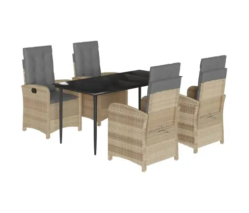 5-Osaline Aia Söögimööbli Komplekt Patjadega, Beežid Toonid