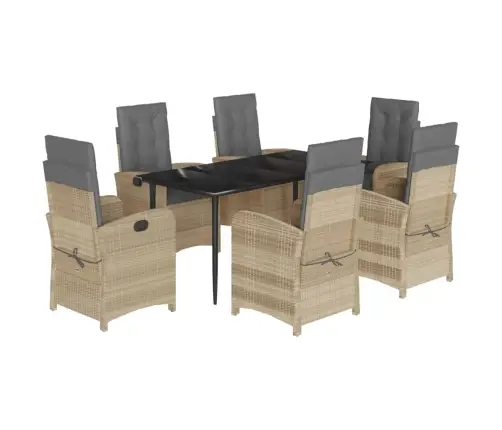 7-Osaline Aia Söögimööbli Komplekt Patjadega, Beežid Toonid