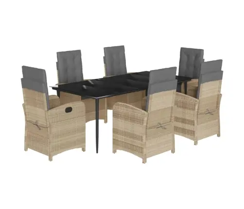 7-Daļīgs Virtuves Mēbeļu Komplekts Ar Matračiem,Pe Rotangpalma Vidaxl