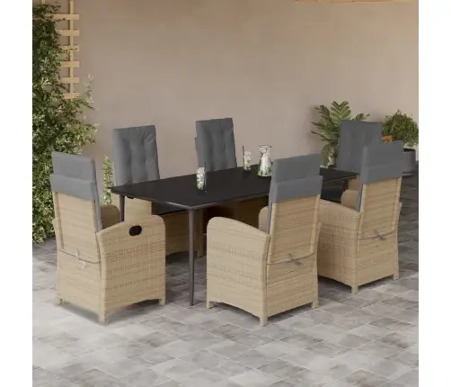 7-Daļīgs Virtuves Mēbeļu Komplekts Ar Matračiem,Pe Rotangpalma Vidaxl