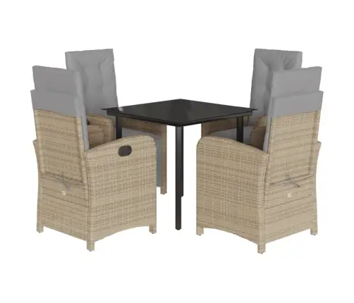 Sodo Komplektas Su Pagalvėlėmis, 5 Dalių, Smėlio, Poliratanas