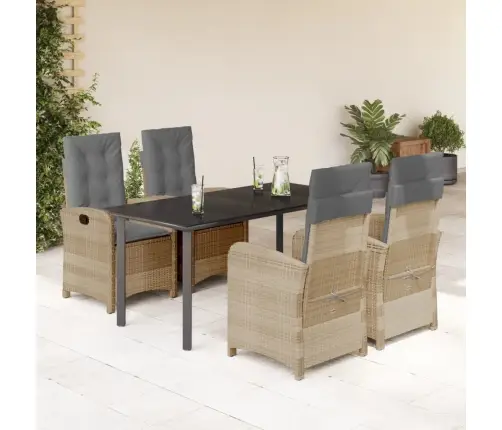 5-Daļīgs Dārza Mēbeļu Komplekts Ar Matračiem, Pe Rotangpalma Vidaxl