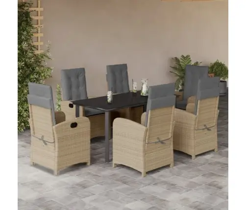 7-Daļīgs Virtuves Mēbeļu Komplekts Ar Matračiem,Pe Rotangpalma Vidaxl