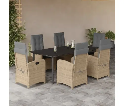 7-Daļīgs Virtuves Mēbeļu Komplekts Ar Matračiem,Pe Rotangpalma Vidaxl