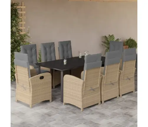 Sodo Komplektas Su Pagalvėlėmis, 9 Dalių, Smėlio, Poliratanas