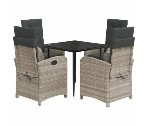 Sodo Komplektas Su Pagalvėlėmis, 5 Dalių, Pilkas, Poliratanas