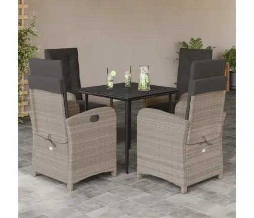 Sodo Komplektas Su Pagalvėlėmis, 5 Dalių, Pilkas, Poliratanas