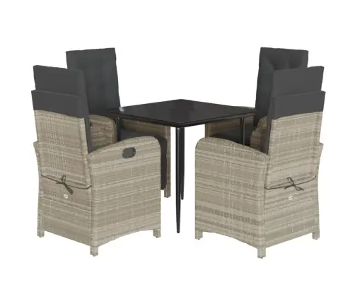 Sodo Komplektas Su Pagalvėlėmis, 5 Dalių, Pilkas, Poliratanas