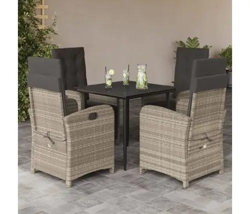 Sodo Komplektas Su Pagalvėlėmis, 5 Dalių, Pilkas, Poliratanas