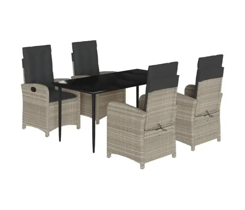 5-Daļīgs Dārza Mēbeļu Komplekts, Matrači,Gaiši Pelēka Pe Pinums Vidaxl 5-Daļīgs Dārza Mēbeļu Komplekts, Matrači,Gaiši Pelēka Pe Pinums Vidaxl