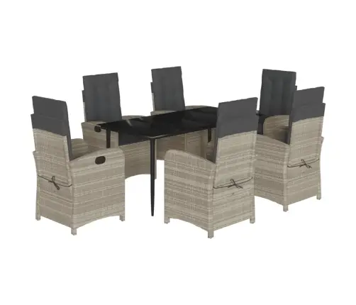 7-Daļīgs Dārza Mēbeļu Komplekts, Matrači,Gaiši Pelēka Pe Pinums Vidaxl