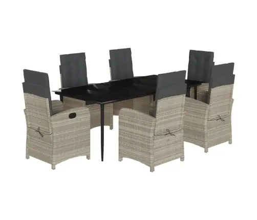 7-Daļīgs Dārza Mēbeļu Komplekts, Matrači,Gaiši Pelēka Pe Pinums Vidaxl