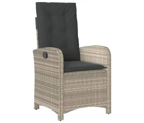 9-Daļīgs Dārza Mēbeļu Komplekts, Matrači,Gaiši Pelēka Pe Pinums Vidaxl