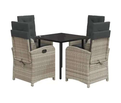 5-Daļīgs Dārza Mēbeļu Komplekts, Matrači,Gaiši Pelēka Pe Pinums Vidaxl