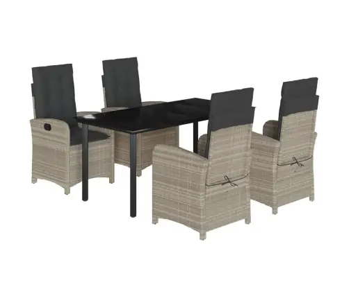 5-Osaline Aiamööbli Komplekt Patjadega, Helehall, Polürotang