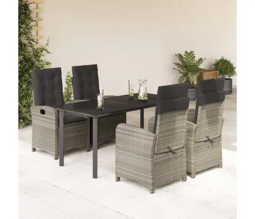 5-Osaline Aiamööbli Komplekt Patjadega, Helehall, Polürotang